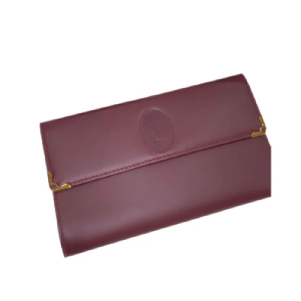 Cartier Brown Leather Clutch with Gold Accents